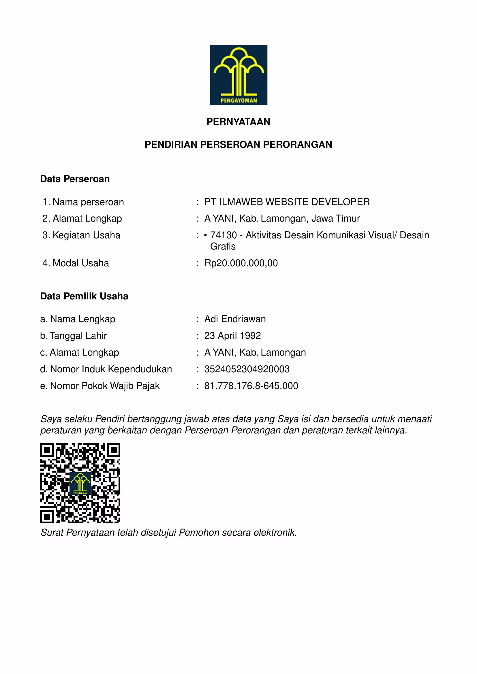 Nomor Induk Berusaha Ilmaweb